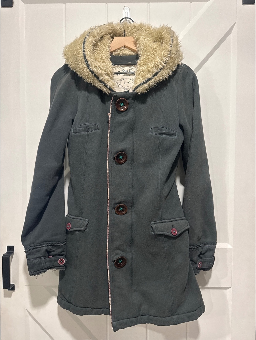 Free People We The Free Women's Hooded Coat with Removable Sherpa Liner, L